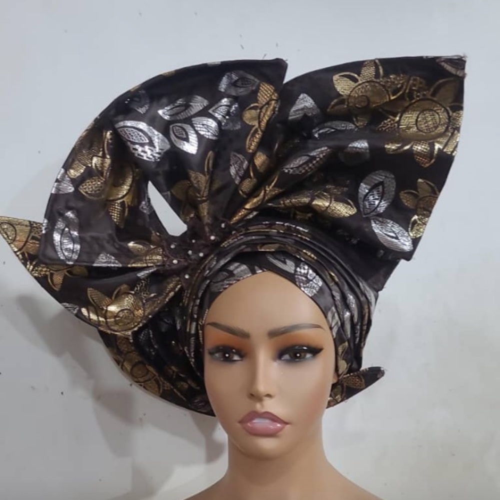 Black and Gold Floral Headwrap Gele

GEL6 0326